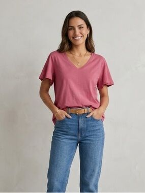 Weekend Max Mara Pink Flutter Sleeve V-Neck Top